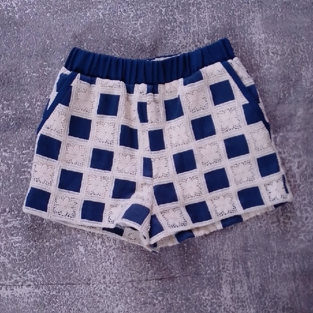 English Factory Crocket Crochet Patchwork Shorts